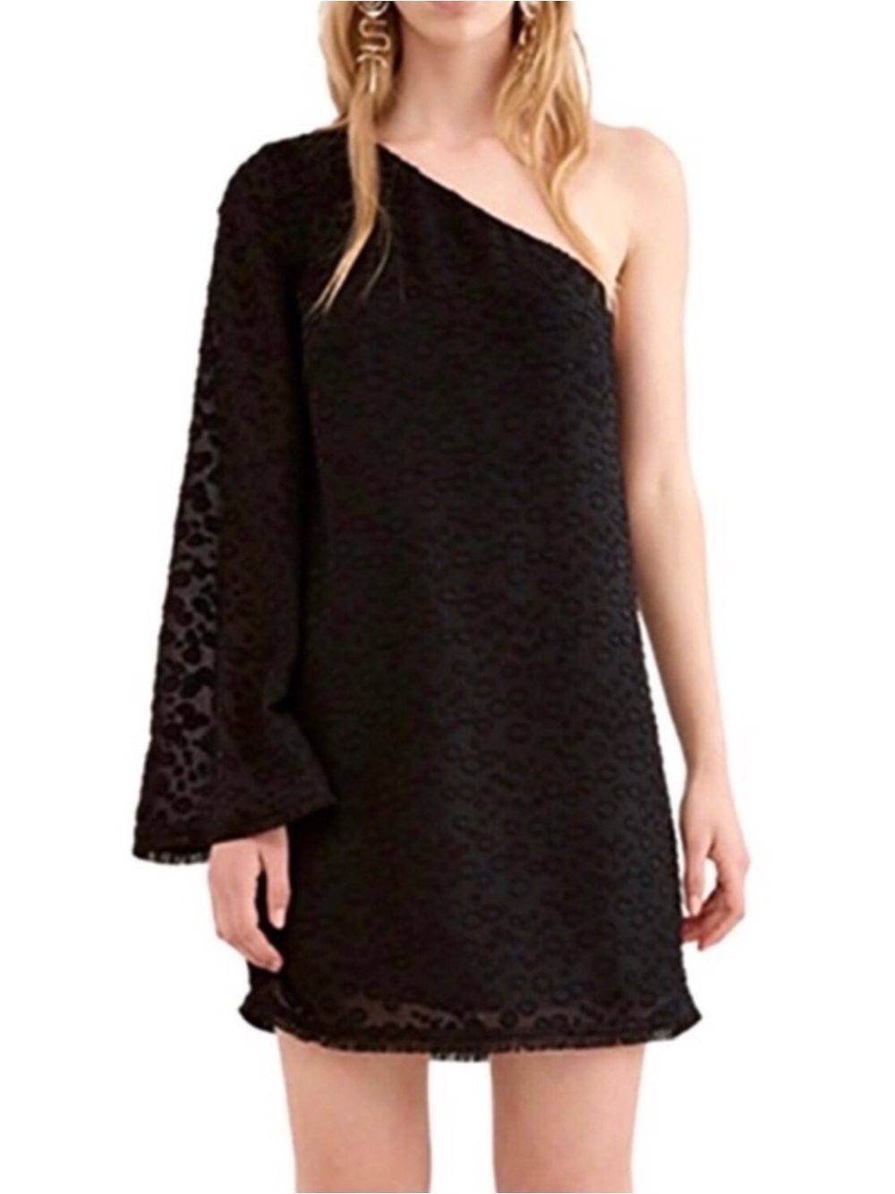 C/MEO COLLECTIVE BLACK ONE-SHOULDER MINI DRESS